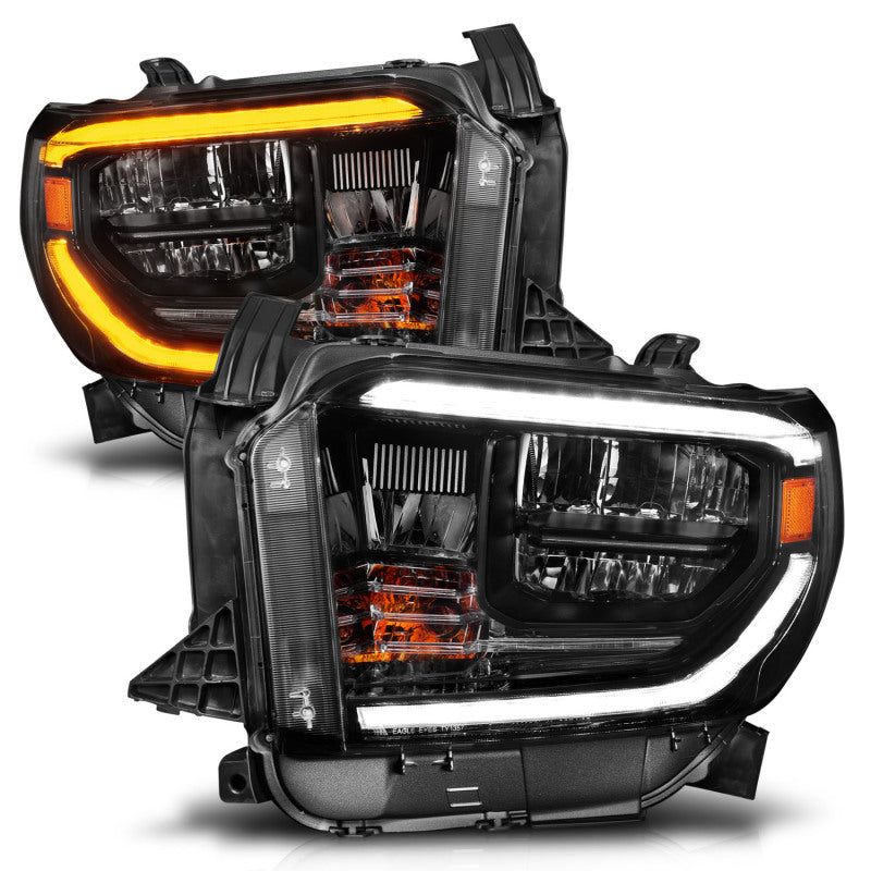 ANZO 2014-2017 Toyota Tundra LED Crystal Headlights w/ Switchback Black Housing w/ DRL-Headlights-ANZO-ANZ111531-SMINKpower Performance Parts