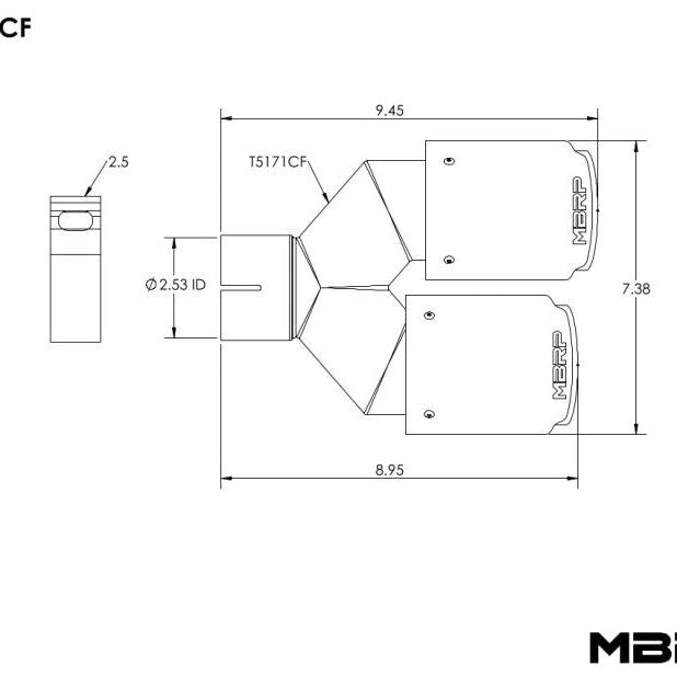 MBRP Universal Carbon Fiber Dual Tip 3.5in OD/2.5in Inlet