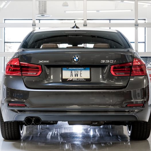 AWE Tuning BMW F3X 28i / 30i Touring Edition Axle-Back Exhaust Single Side - 80mm Black Tips