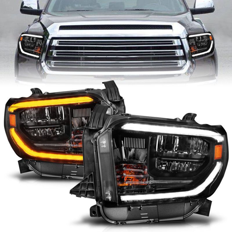 ANZO 2014-2021 Toyota Tundra LED Crystal Headlights w/ Switchback Black Housing w/ DRL-Headlights-ANZO-ANZ111533-SMINKpower Performance Parts