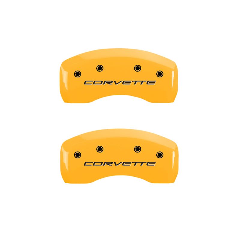MGP 4 Caliper Covers Engraved Front & Rear C5/Corvette Yellow finish black ch-Caliper Covers-MGP-MGP13007SCV5YL-SMINKpower Performance Parts