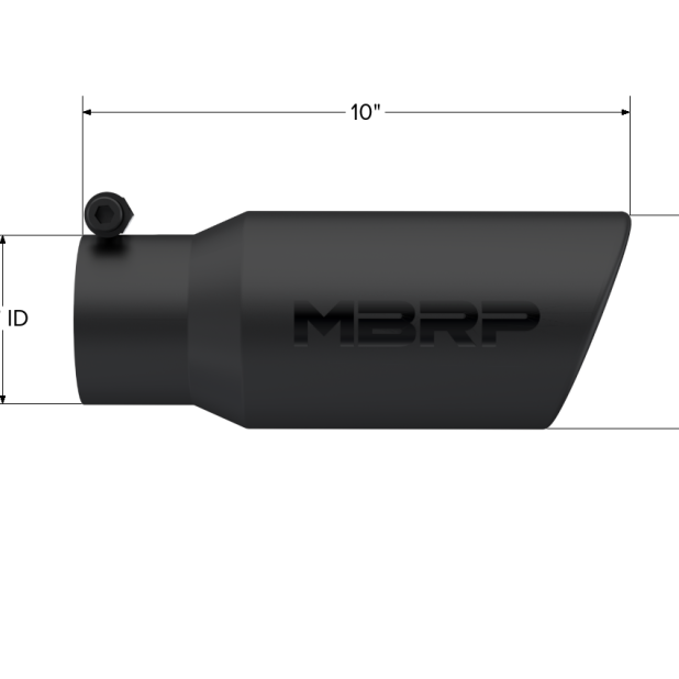 MBRP Universal Tip 4in OD 3in Inlet 10in Length Angled Rolled End Black