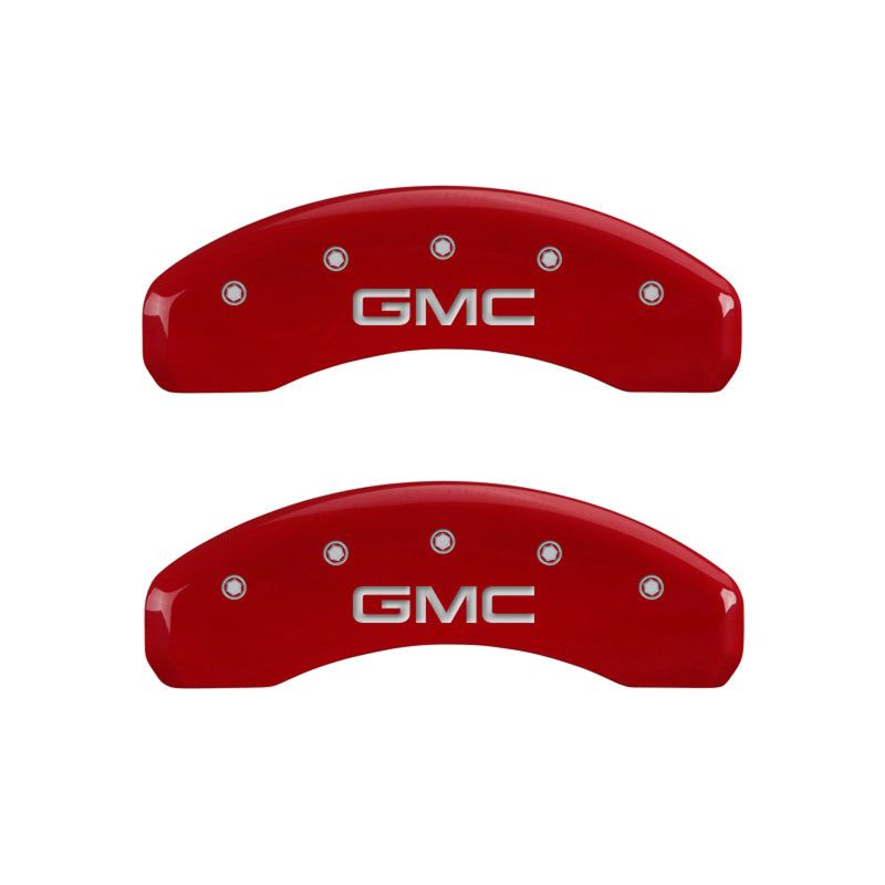 MGP 4 Caliper Covers Engraved Front & Rear GMC Red finish silver ch-Caliper Covers-MGP-MGP34015SGMCRD-SMINKpower Performance Parts