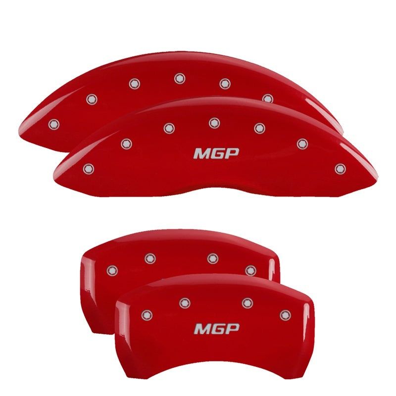 MGP 4 Caliper Covers Engraved Front & Rear MGP Red Finish White Characters 2018 Toyota Camry L/LE/SE