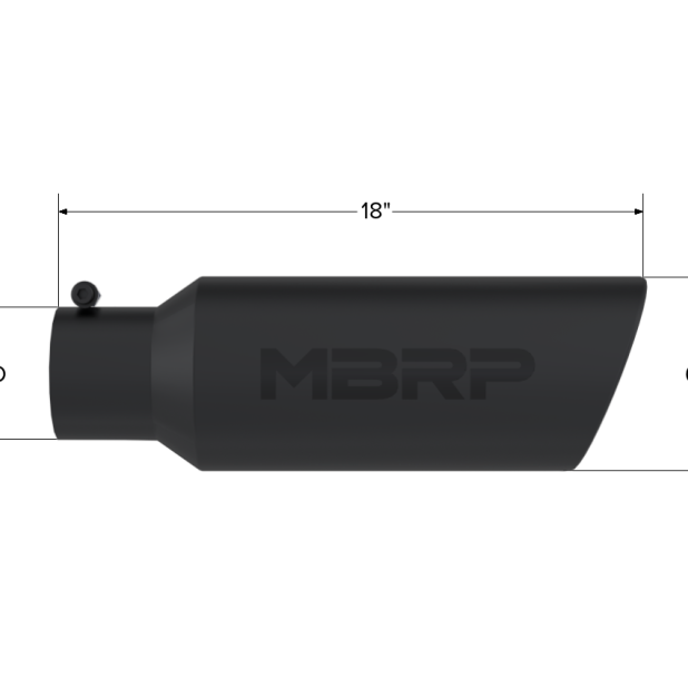 MBRP Universal Tip 6in OD Rolled End 4in Inlet 18in L Black Coated Exhaust Tip