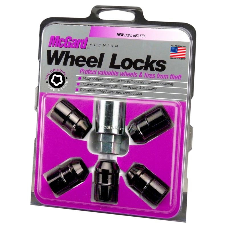 McGard Wheel Lock Nut Set - 5pk. (Cone Seat) 1/2-20 / 3/4 &13/16 Dual Hex / 1.46in. Length - Black-Lug Nuts-McGard-MCG24548-SMINKpower Performance Parts