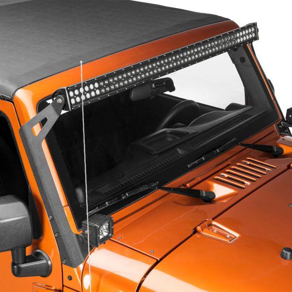 Raxiom 07-18 Jeep Wrangler JK 50-Inch LED Light Bar Windshield Mount w/ Auxiliary Bracket