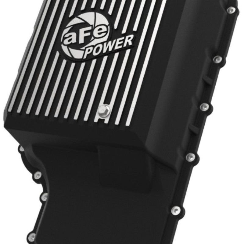 aFe 20-21 Ford Truck w/ 10R140 Transmission Pan Black POWER Street Series w/ Machined Fins-Diff Covers-aFe-AFE46-71220B-SMINKpower Performance Parts