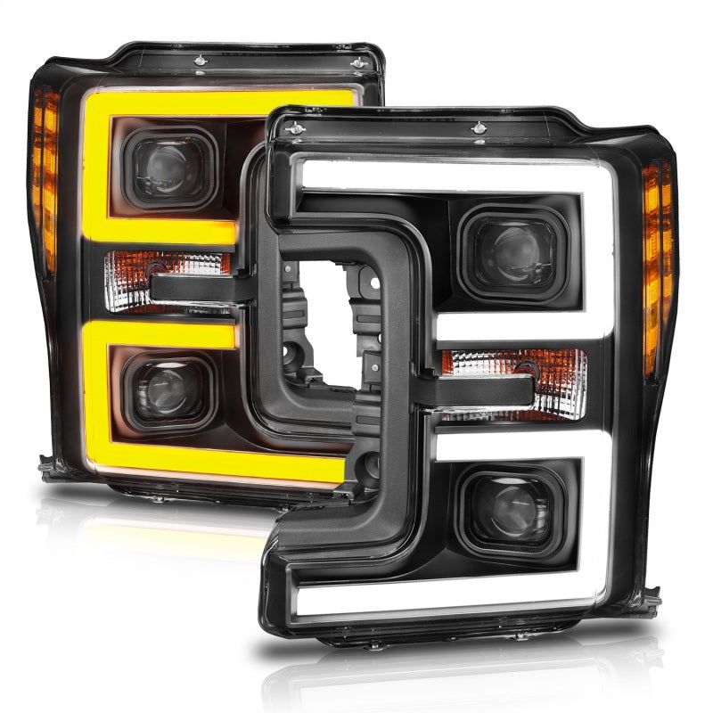 ANZO LED Headlights 17-18 Ford F-250 Super Duty Plank-Style L.E.D. Headlight Black (Pair)-Headlights-ANZO-ANZ111388-SMINKpower Performance Parts