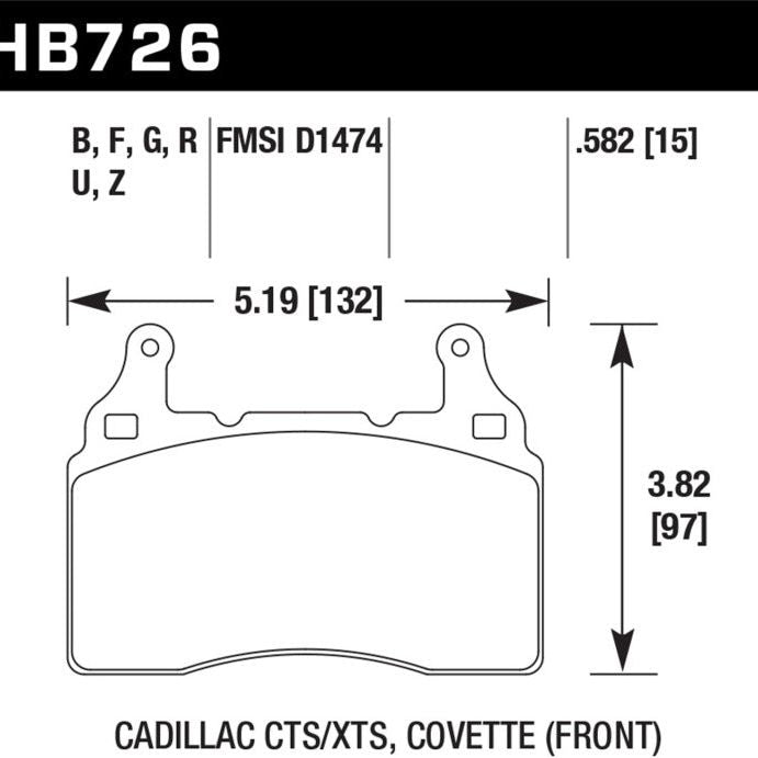 Hawk 2014 Chevrolet Corvette DTC-60 Front Brake Pads