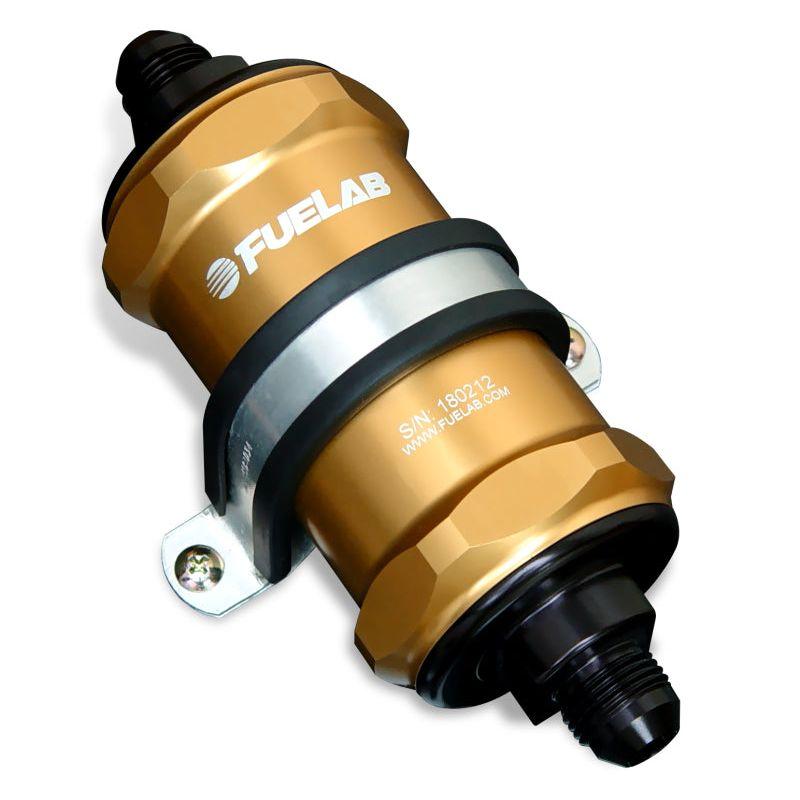 Fuelab 818 In-Line Fuel Filter Standard -6AN In/Out 6 Micron Fiberglass - Gold