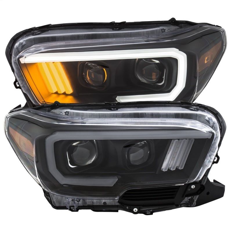ANZO 2016-2017 Toyota Tacoma Projector Headlights w/ Plank Style Design Black/Amber w/ DRL-Headlights-ANZO-ANZ111379-SMINKpower Performance Parts