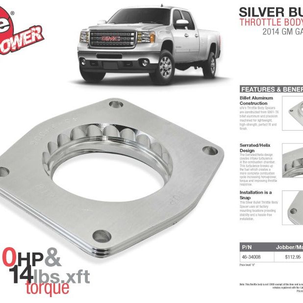aFe Silver Bullet Throttle Body Spacers TBS 2014 GM Silverado/Sierra 1500 V8 5.3L-Throttle Body Spacers-aFe-AFE46-34008-SMINKpower Performance Parts