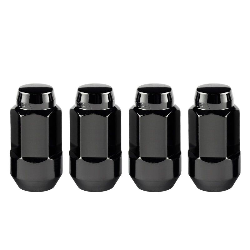 McGard Hex Lug Nut (Cone Seat Bulge Style) M14X1.5 / 22mm Hex / 1.945in. Length (4-Pack) - Black-Lug Nuts-McGard-MCG64034-SMINKpower Performance Parts