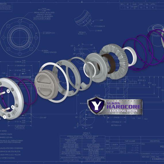 Yukon Gear Hardcore Locking Hub Set For Dana 60 / 35 Spline. 99-04 Ford