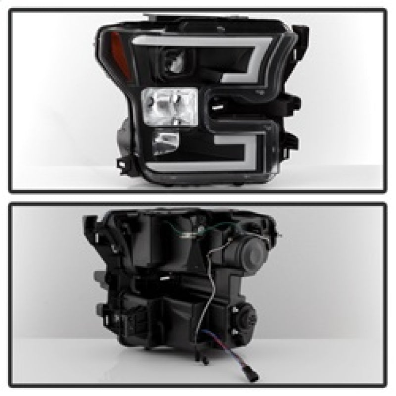 Spyder Ford F150 2015-2017 Projector Headlights - Light Bar DRL LED - Black PRO-YD-FF15015-LBDRL-BK-Headlights-SPYDER-SPY5083531-SMINKpower Performance Parts