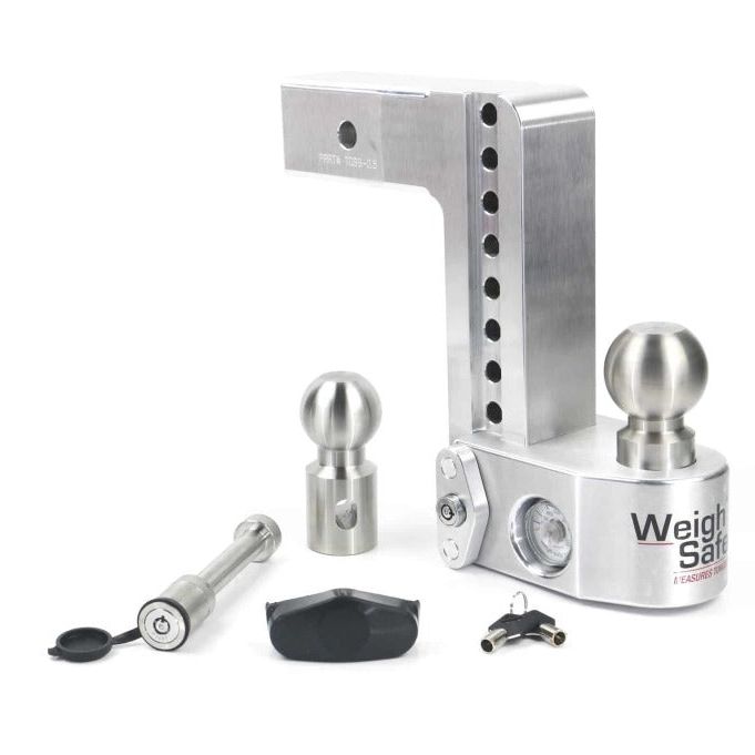 Weigh Safe 8in Drop Hitch w/Built-in Scale & 2.5in Shank (10K/18.5K GTWR) w/WS05 - Aluminum