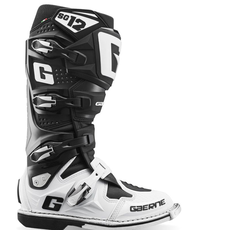 Gaerne SG12 Boot Black/White Size - 10-Motorcycle Boots-Gaerne-GAR2174-014-10-SMINKpower Performance Parts