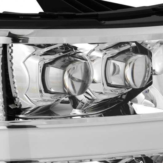 AlphaRex 07-13 Chevy 1500HD NOVA LED Proj Headlights Plank Style Chrm w/Activ Light/Seq Signal