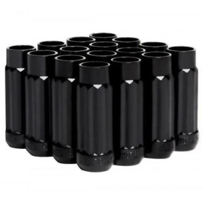 BLOX Racing 12-Sided P17 Tuner Lug Nuts 12x1.25 - Black Steel - Set of 16