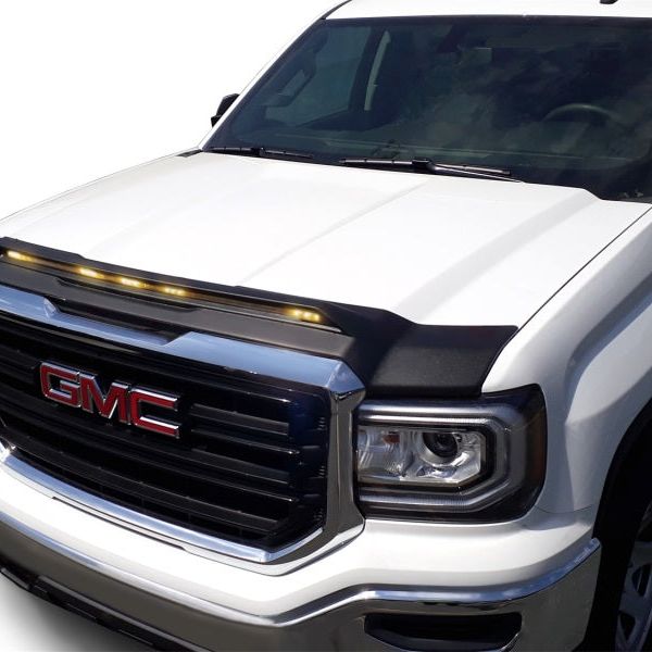 AVS 2014-2018 GMC Sierra 1500 Aeroskin Low Profile Hood Shield w/ Lights - Black