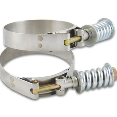 Vibrant SS T-Bolt Clamps Pack of 2 Size Range: 5.28in to 5.58in OD For use w/ 5in ID Coupling