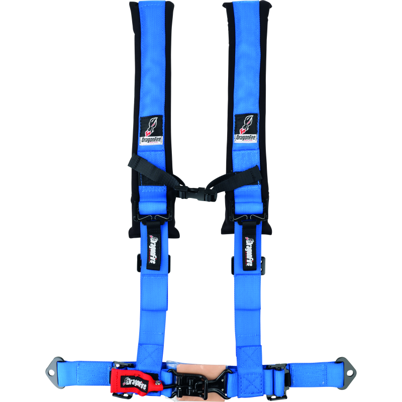 DragonFire Racing Harness- H-Style- 4-Point- 2in Buckle- Blue