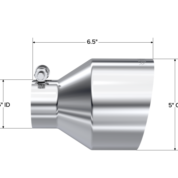 MBRP Universal T304 Stainless Steel Tip 2.5in ID / 5in OD Out / 6.5in Length Angle Cut Single Wall