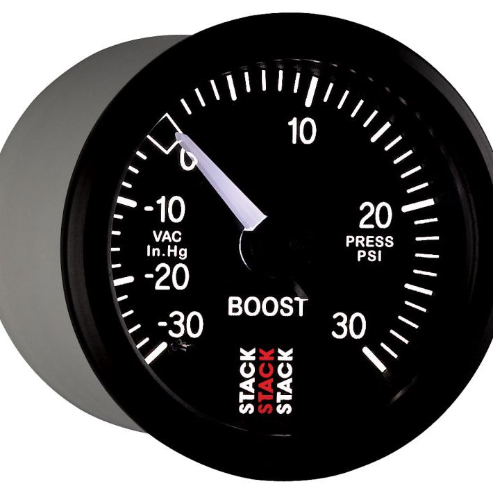 Autometer 52mm Stack Instruments -30INHG to +30PSI Mechanical Boost Gauge - Black