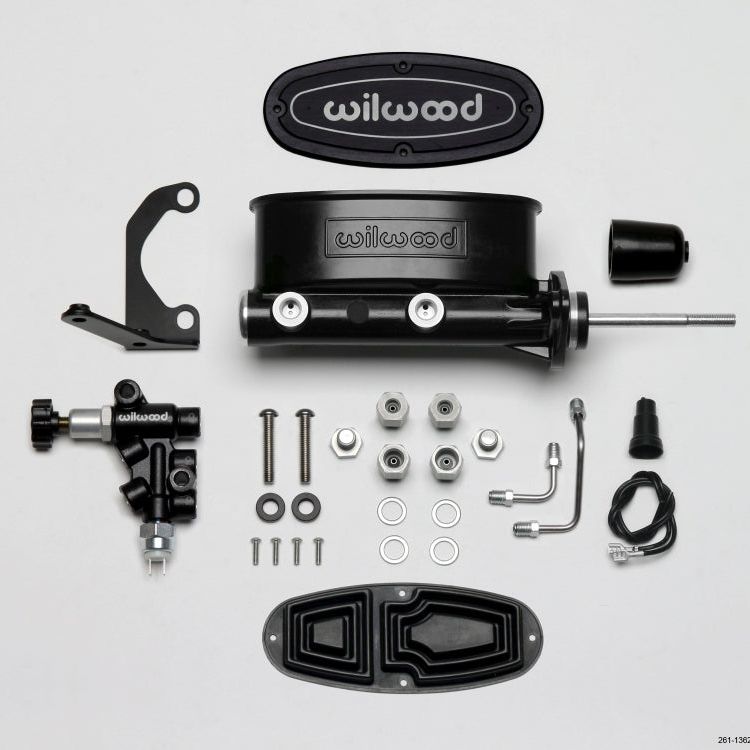 Wilwood HV Tandem M/C Kit w L/H Bracket & Prop Valve - 15/16in Bore Black-W/Pushrod-Brake Master Cylinder-Wilwood-WIL261-13626-BK-SMINKpower Performance Parts