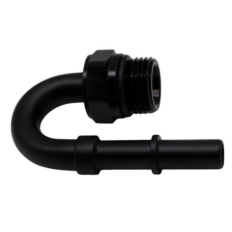 DeatschWerks 8AN ORB Male to 3/8in Male EFI Quick Connect Adapter 180-Degree - Anodized Matte Black-Fuel Components Misc-DeatschWerks-DWK6-02-0116-B-SMINKpower Performance Parts