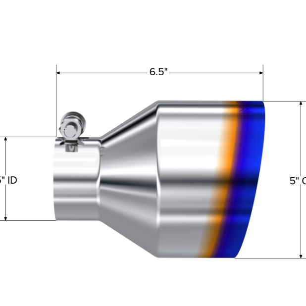 MBRP Univ. T304 Stainless Steel Burnt End Tip 2.5in ID / 5in OD / 6.5in Length Angle Cut Single Wall