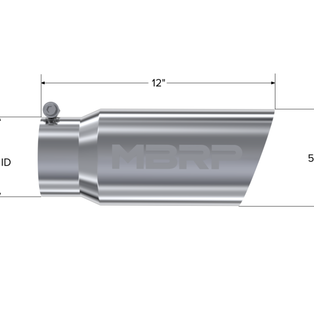 MBRP Universal Tip 5 O.D. Angled Single Walled 4 inlet 12 length