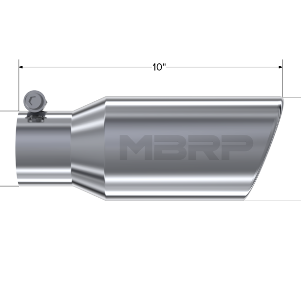 MBRP Universal Tip 4in OD 2.75in Inlet 10in Length Angled Rolled End T304