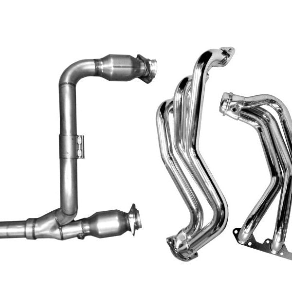 BBK 07-11 Jeep 3.8 V6 Long Tube Exhaust Headers And Y Pipe And Converters - 1-5/8 Silver Ceramic-Headers & Manifolds-BBK-BBK40500-SMINKpower Performance Parts