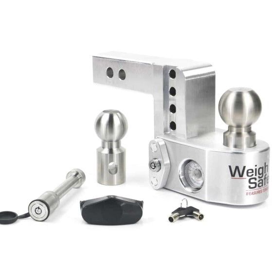 Weigh Safe 4in Drop Hitch w/Built-in Scale & 2in Shank (10K/12.5K GTWR) w/WS05 - Aluminum