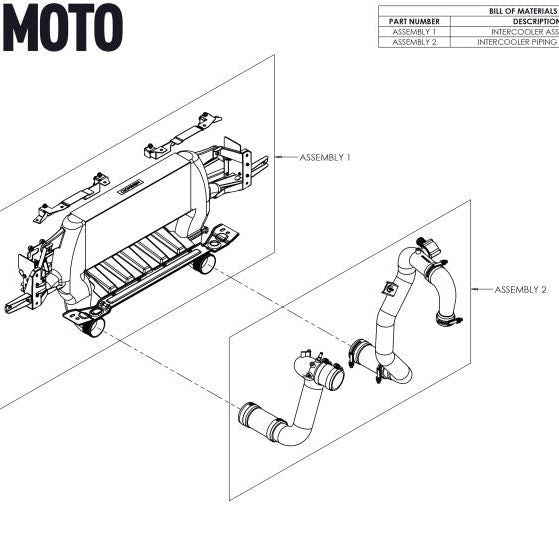 Mishimoto 21+ Bronco 2.3L High Mount INT Kit BK Core BK Pipes