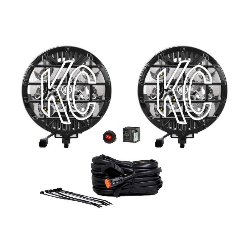 KC HiLiTES SlimLite 6in. LED Light 50w Spot Beam (Pair Pack System) - Black-Light Bars & Cubes-KC HiLiTES-KCL100-SMINKpower Performance Parts