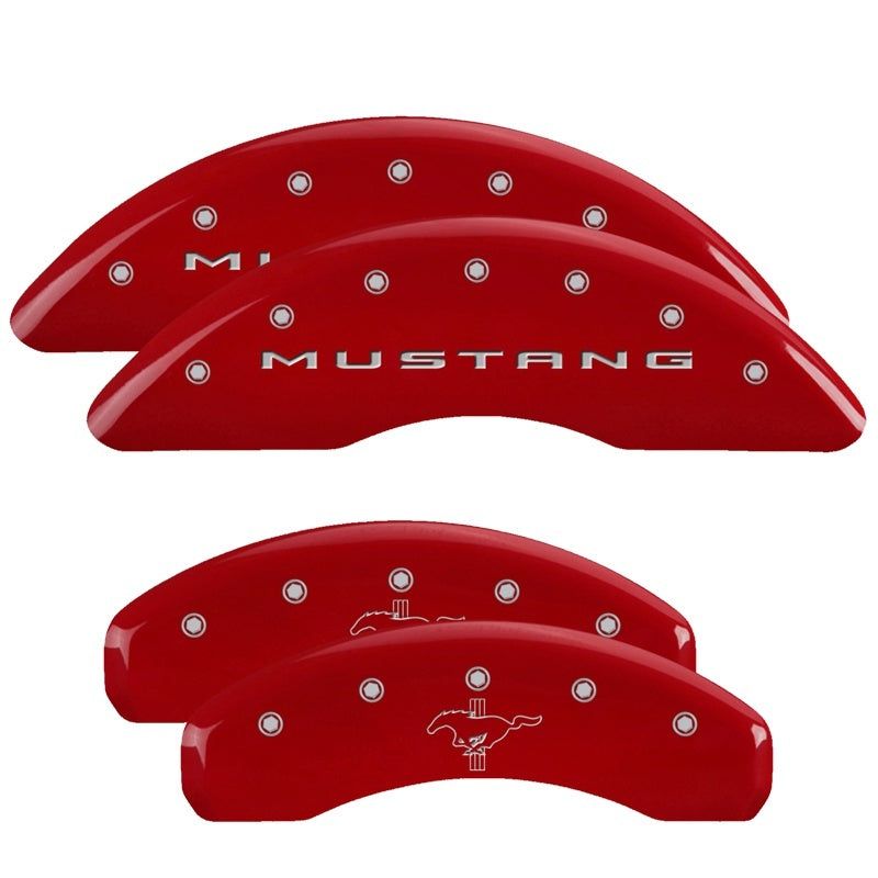 MGP 4 Caliper Covers Engraved Front 2015/Mustang Engraved Rear 2015/Bar & Pony Red/Silve 19in. Min-Caliper Covers-MGP-MGP10204SMB2RD-SMINKpower Performance Parts