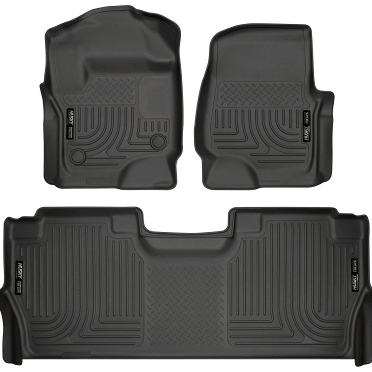 Husky Liners 17-19 F-250/F-350/F-450 Crew Cab Weatherbeater Black Front & 2nd Seat Floor Liners-Floor Mats - Rubber-Husky Liners-HSL94061-SMINKpower Performance Parts