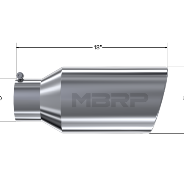 MBRP Universal Tip 8in OD Rolled End 5in Inlet 18in Length T304