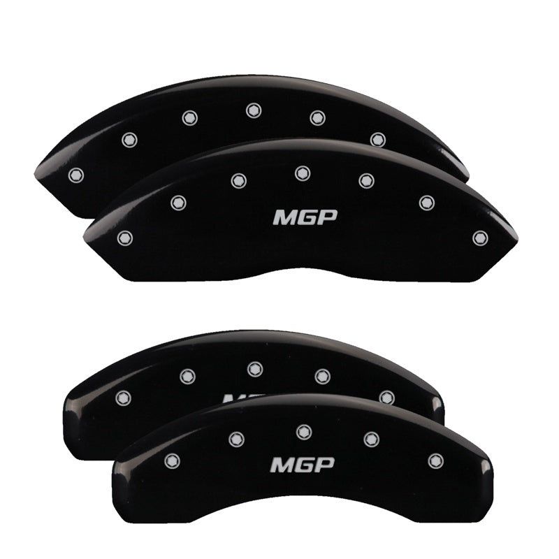 MGP 4 Caliper Covers Engraved Front & Rear Escalade Black finish silver ch-Caliper Covers-MGP-MGP35015SESCBK-SMINKpower Performance Parts