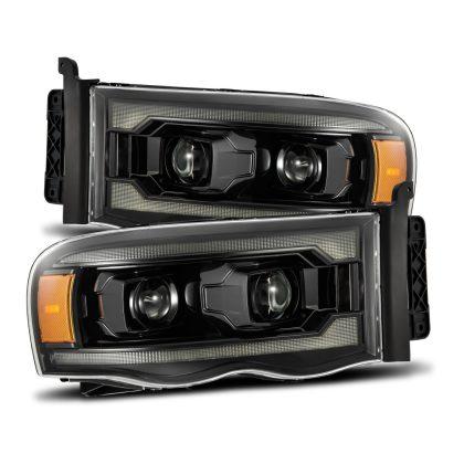 AlphaRex 02-05 Dodge Ram 1500 LUXX LED Proj Headlights Alpha Black w/Activ Light/Seq Signal-Headlights-AlphaRex-ARX880569-SMINKpower Performance Parts