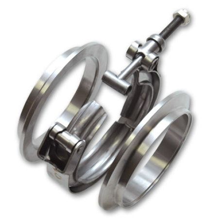Vibrant T304 SS V-Band Flange Assembly for 2.375in O.D. Tubing (Incl 2 V-Band Flange & 1 V-Band)-Flanges-Vibrant-VIB1497-SMINKpower Performance Parts