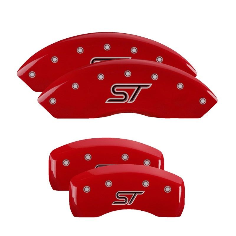 MGP 4 Caliper Covers Engraved Front & Rear ST Red finish silver ch-Caliper Covers-MGP-MGP10231SSTORD-SMINKpower Performance Parts