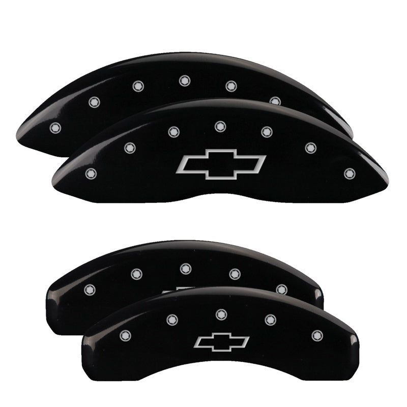 MGP 4 Caliper Covers Engraved Front & Rear Bowtie Black finish silver ch-Caliper Covers-MGP-MGP14234SBOWBK-SMINKpower Performance Parts