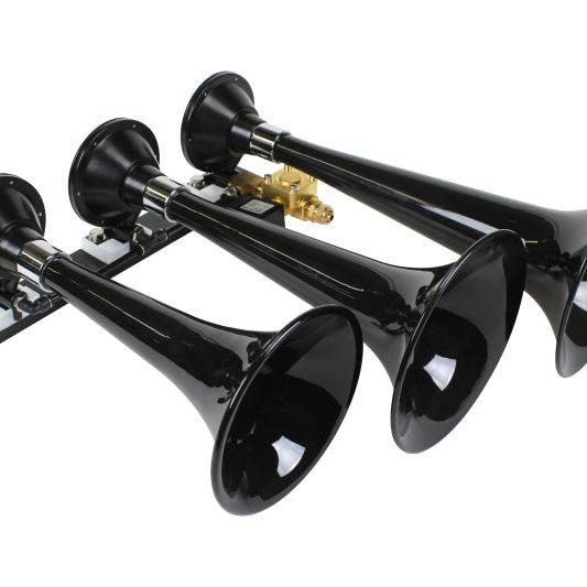 Kleinn Black Triple Horn/ 15In/13In/11In - High Impact ABS Trumpet/ Zinc Alloy Base