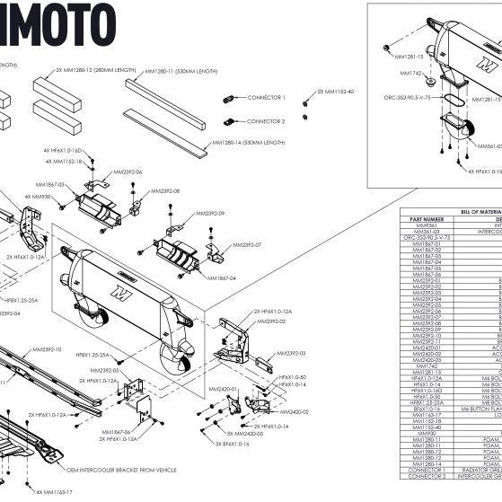 Mishimoto 21+ Bronco 2.3L High Mount INT Kit BK Core BK Pipes