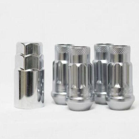 Wheel Mate 14x1.50 Monster Lug Satin Silver Locking Lug Nut  - Set of 4