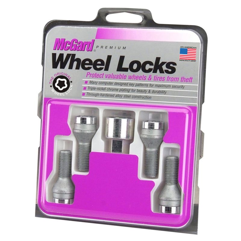 McGard Wheel Lock Bolt Set - 4pk. (Cone Seat) M12X1.25 / 17mm Hex / 22.0mm Shank Length - Chrome-Wheel Bolts-McGard-MCG27216-SMINKpower Performance Parts